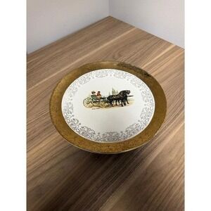 Vintage Sabina Warranted 22K Gold Decorative Plate George Stubbs Horse Carriage